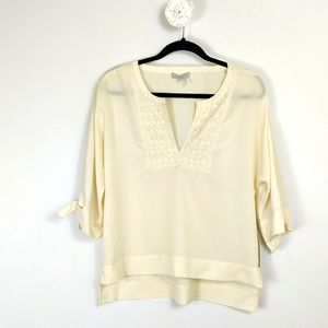 NWT 1.State Cream Half-sleeve Draped Blouse